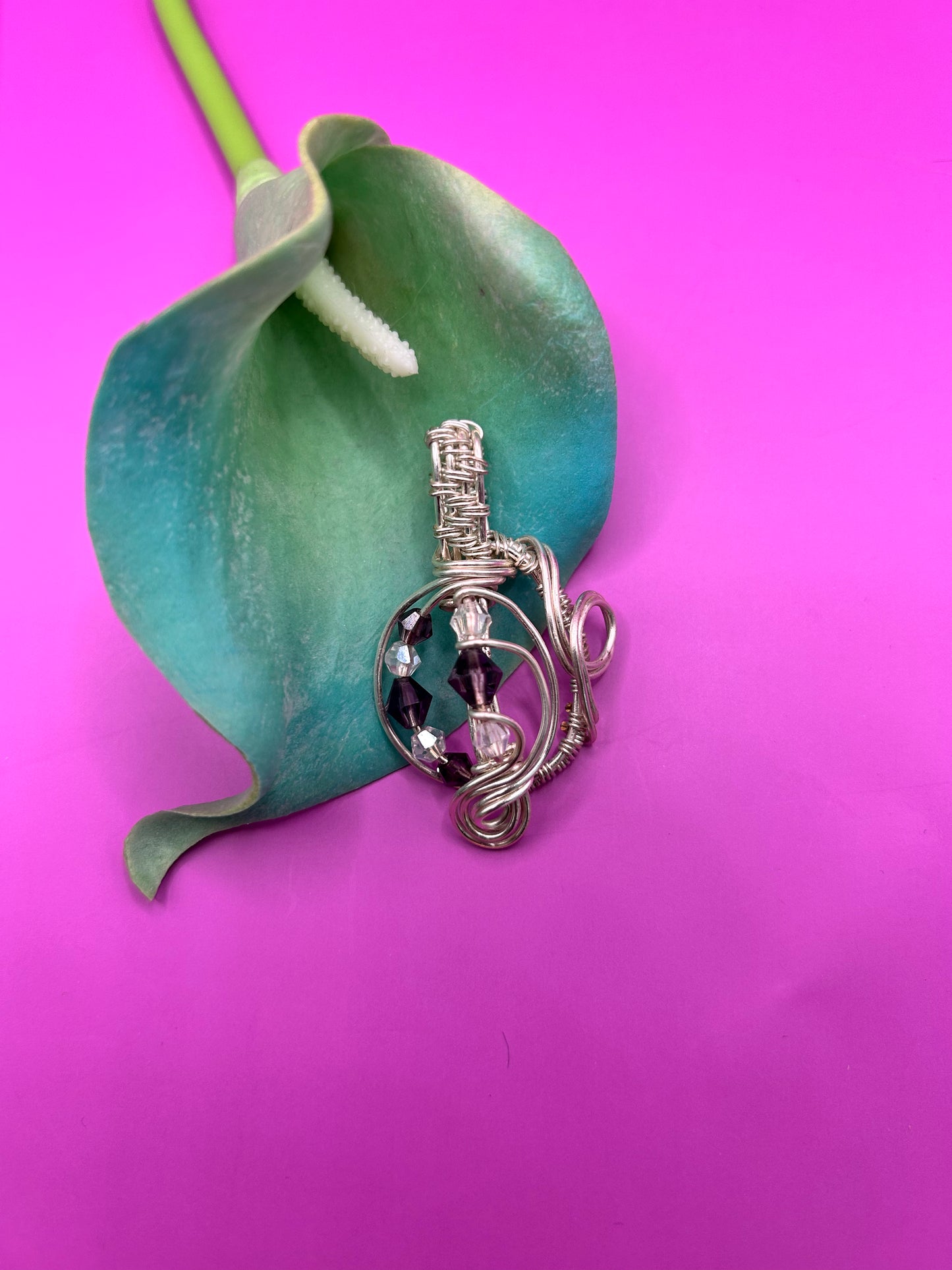 Silver and purple pendant